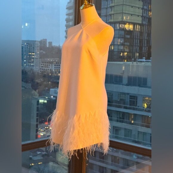 🆕 ALEXIS 🧿 NWOT Bristal Feather Trimmed Mini Dress, White, Sz S - Picture 10 of 16